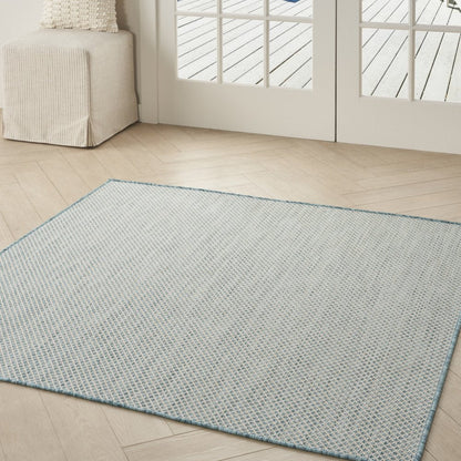 5' Blue Square Geometric Power Loom Area Rug HomeRoots