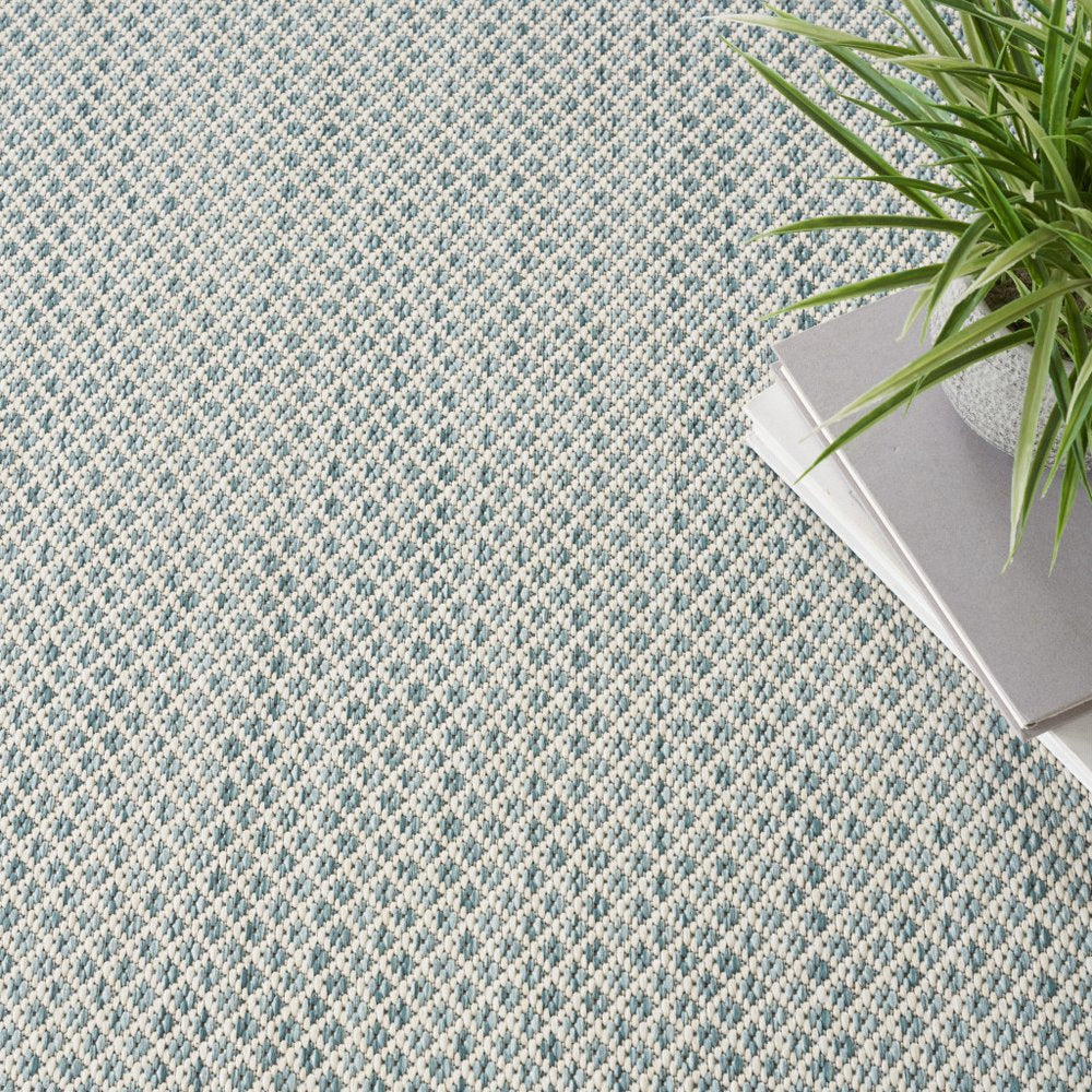 5' Blue Square Geometric Power Loom Area Rug HomeRoots