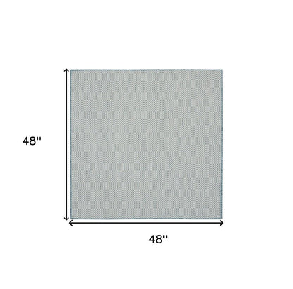 5' Blue Square Geometric Power Loom Area Rug HomeRoots