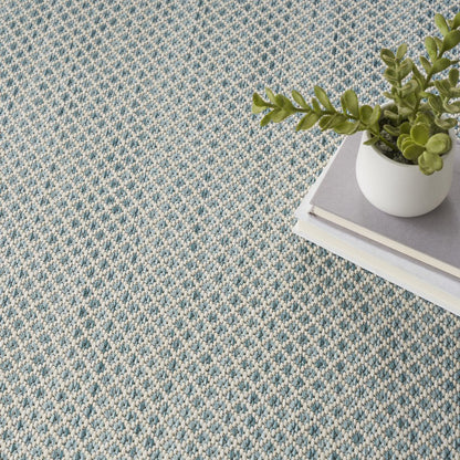 5' Blue Square Geometric Power Loom Area Rug HomeRoots