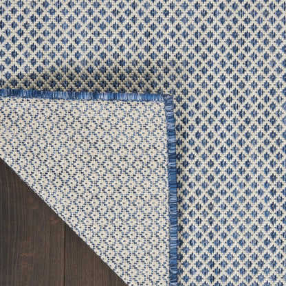 8' Blue and Ivory Indoor Outdoor Area Rug