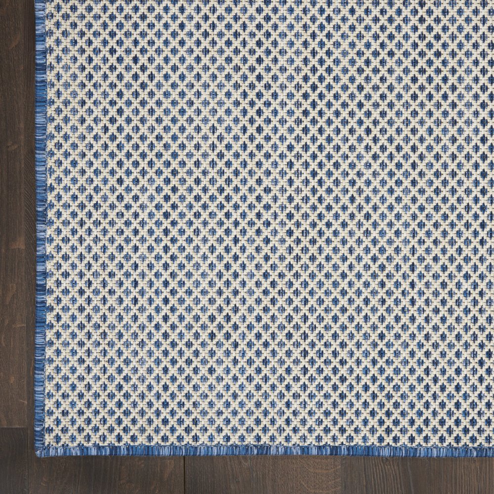 8' Blue and Ivory Indoor Outdoor Area Rug — view 9