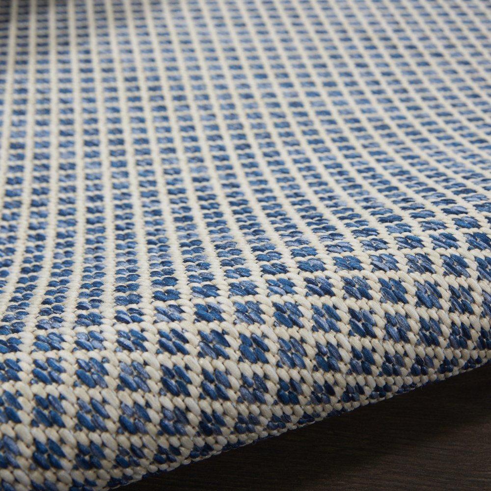 8' Blue and Ivory Indoor Outdoor Area Rug — view 4