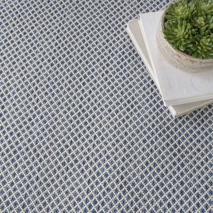 8' Blue and Ivory Indoor Outdoor Area Rug HomeRoots