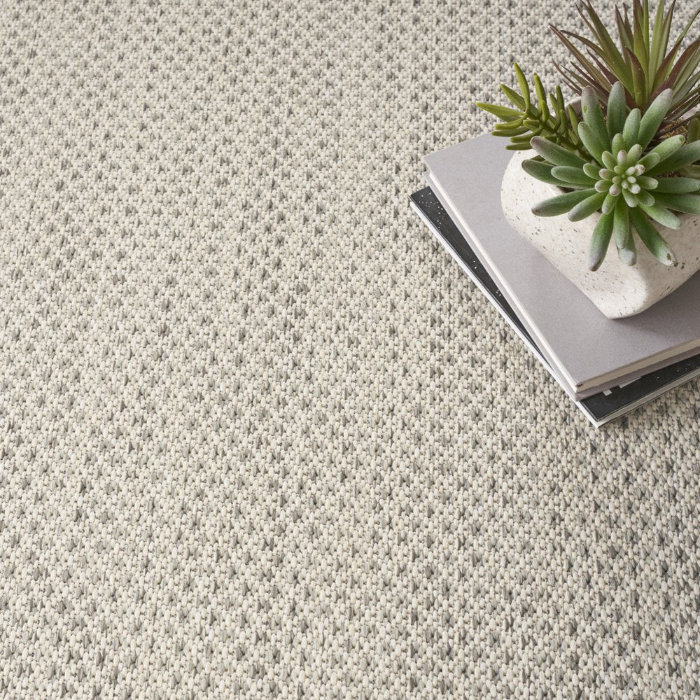 8' Silver Square Geometric Power Loom Area Rug HomeRoots