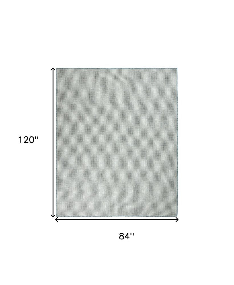 7' X 10' Aqua And Ivory Indoor Outdoor Area Rug HomeRoots