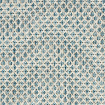 7' X 10' Aqua And Ivory Indoor Outdoor Area Rug HomeRoots