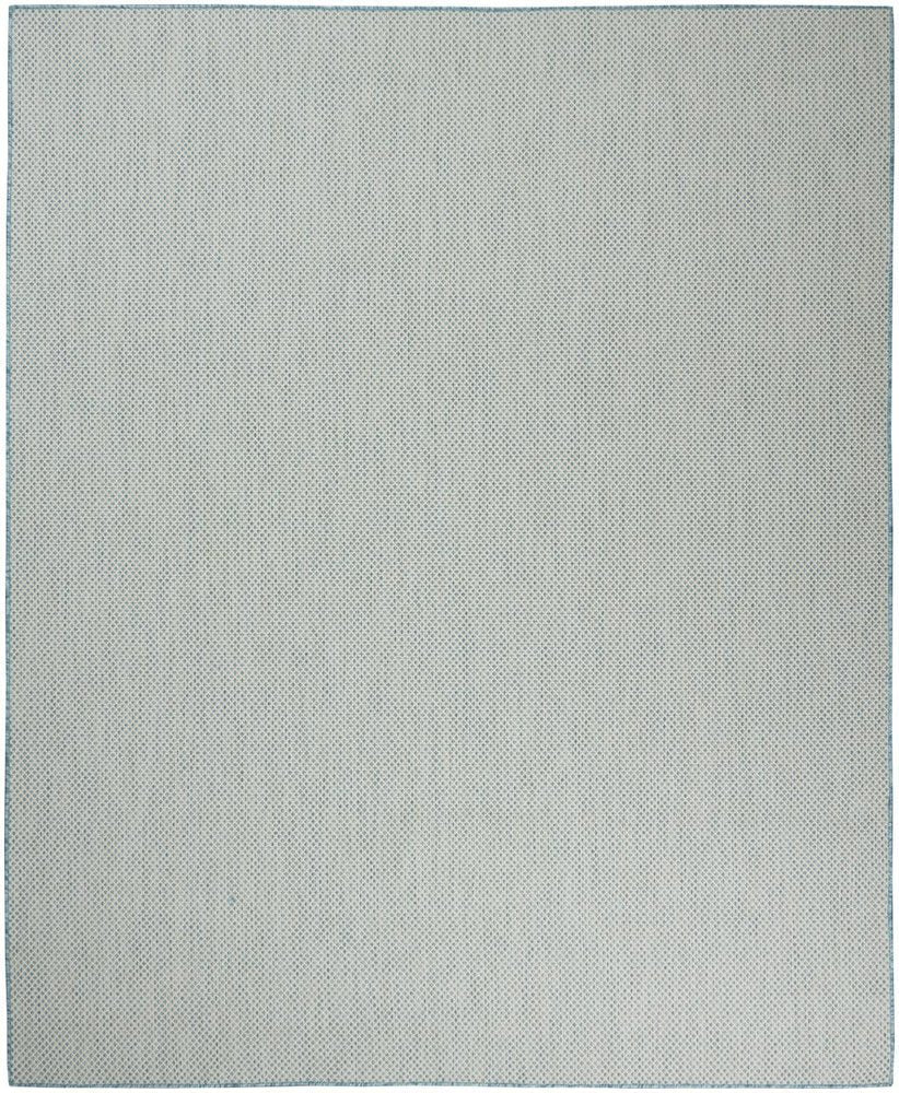 7' X 10' Aqua And Ivory Indoor Outdoor Area Rug HomeRoots