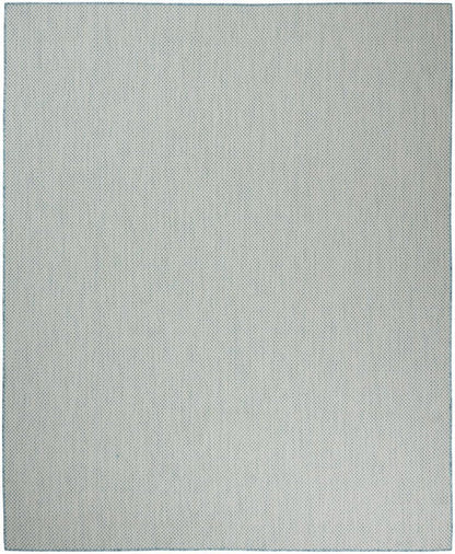 7' X 10' Aqua And Ivory Indoor Outdoor Area Rug HomeRoots