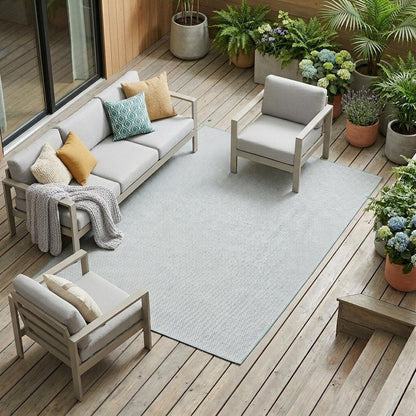 7' X 10' Aqua And Ivory Indoor Outdoor Area Rug HomeRoots