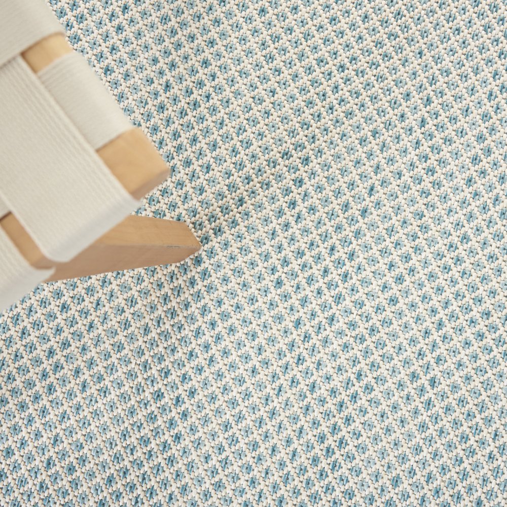 7' X 10' Aqua And Ivory Indoor Outdoor Area Rug — view 7