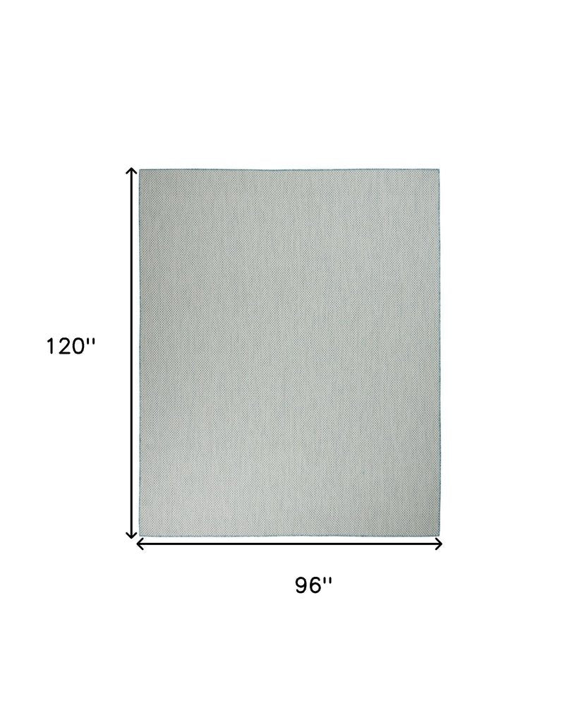 8' X 10' Aqua And Ivory Indoor Outdoor Area Rug — view 1
