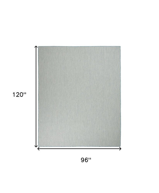 8' X 10' Aqua And Ivory Indoor Outdoor Area Rug