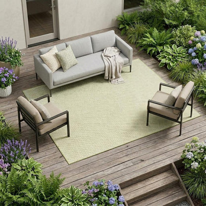 7' X 10' Green And Ivory Indoor Outdoor Area Rug HomeRoots