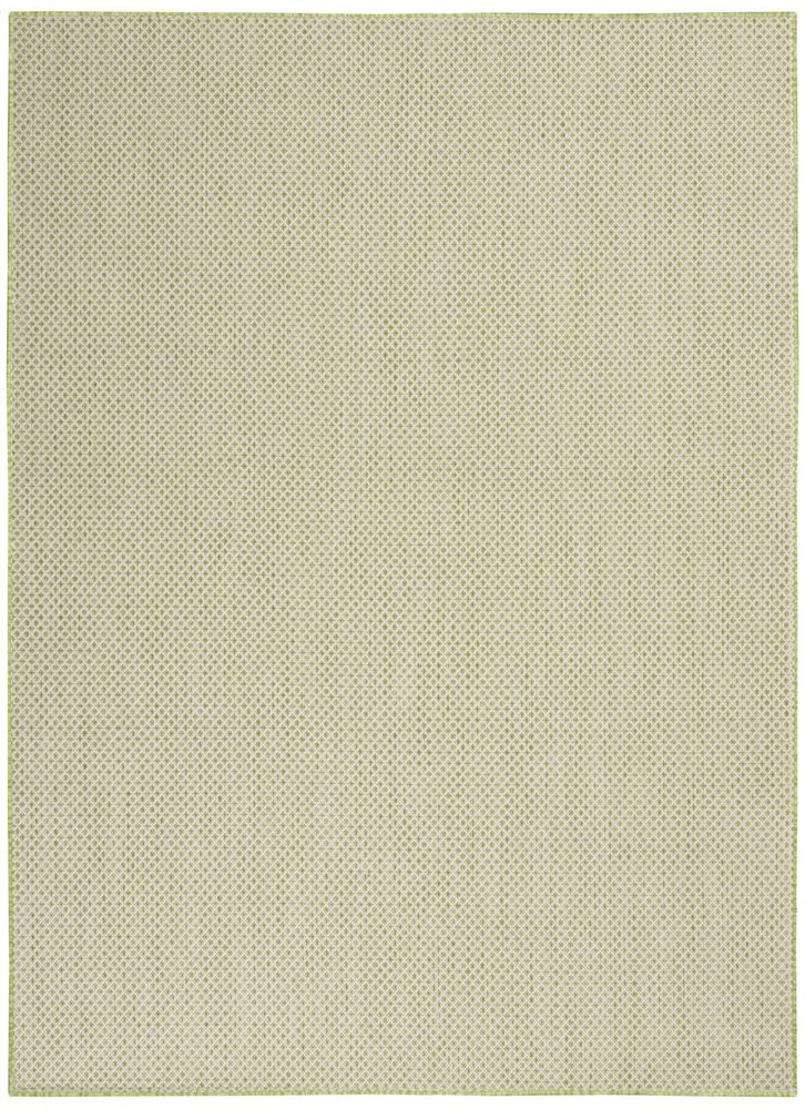 5' X 7' Green and Ivory Indoor Outdoor Area Rug