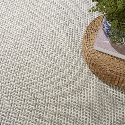 7' X 10' Ivory And Silver Indoor Outdoor Area Rug HomeRoots