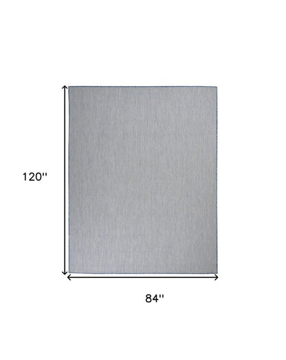 7' X 10' Blue And Ivory Indoor Outdoor Area Rug HomeRoots