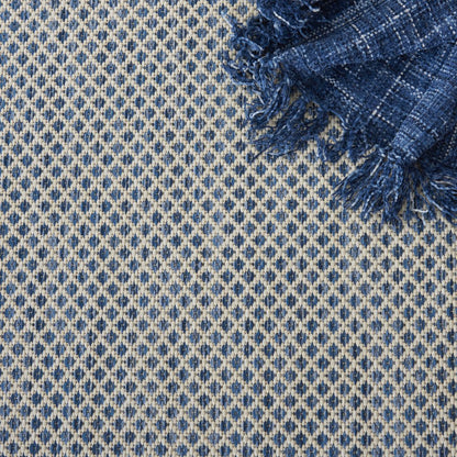 7' X 10' Blue And Ivory Indoor Outdoor Area Rug HomeRoots