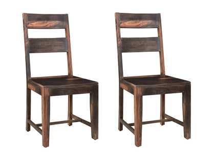 Set of Two Dark Brown Solid Wood Ladder Back Dining Side Chairs HomeRoots