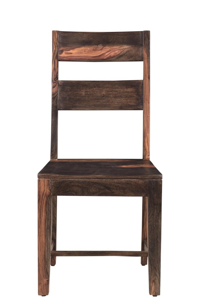 Set of Two Dark Brown Solid Wood Ladder Back Dining Side Chairs HomeRoots