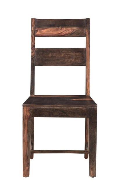 Set of Two Dark Brown Solid Wood Ladder Back Dining Side Chairs HomeRoots