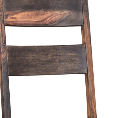 Set of Two Dark Brown Solid Wood Ladder Back Dining Side Chairs HomeRoots