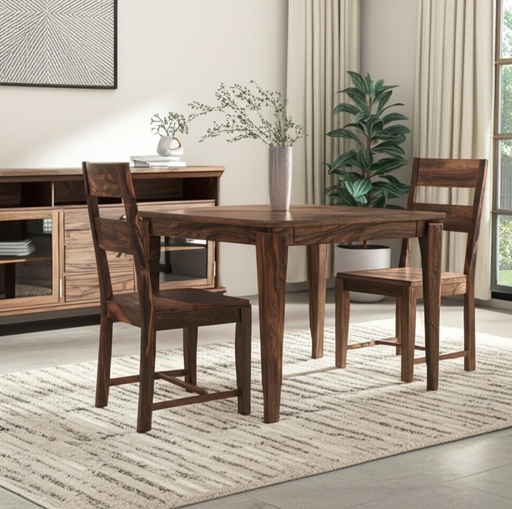 Set of Two Dark Brown Solid Wood Ladder Back Dining Side Chairs HomeRoots