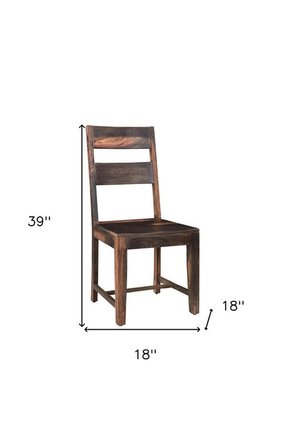 Set of Two Dark Brown Solid Wood Ladder Back Dining Side Chairs HomeRoots