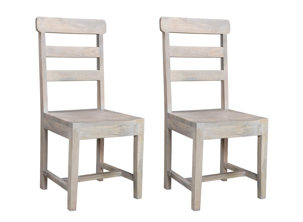 Set of Two White Wood Ladder Back Dining Side Chairs HomeRoots