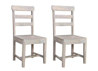 Set of Two White Wood Ladder Back Dining Side Chairs HomeRoots