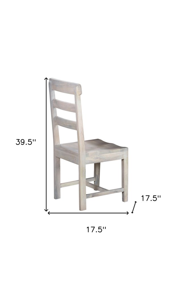 Set of Two White Wood Ladder Back Dining Side Chairs HomeRoots