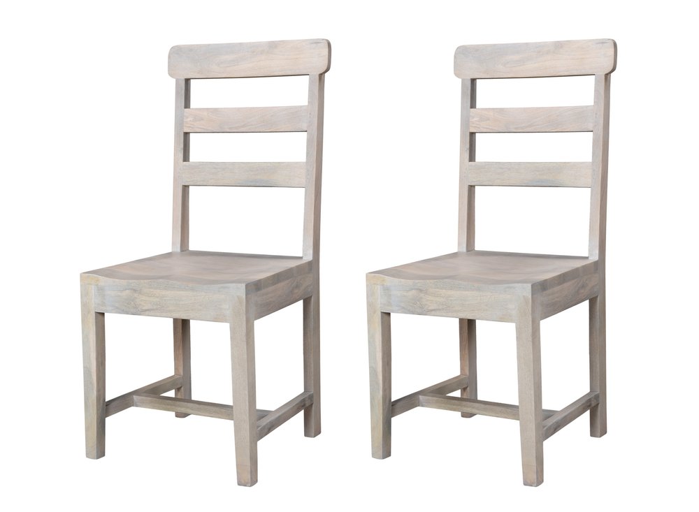 Set of Two White Wood Ladder Back Dining Side Chairs HomeRoots