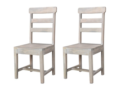 Set of Two White Wood Ladder Back Dining Side Chairs HomeRoots