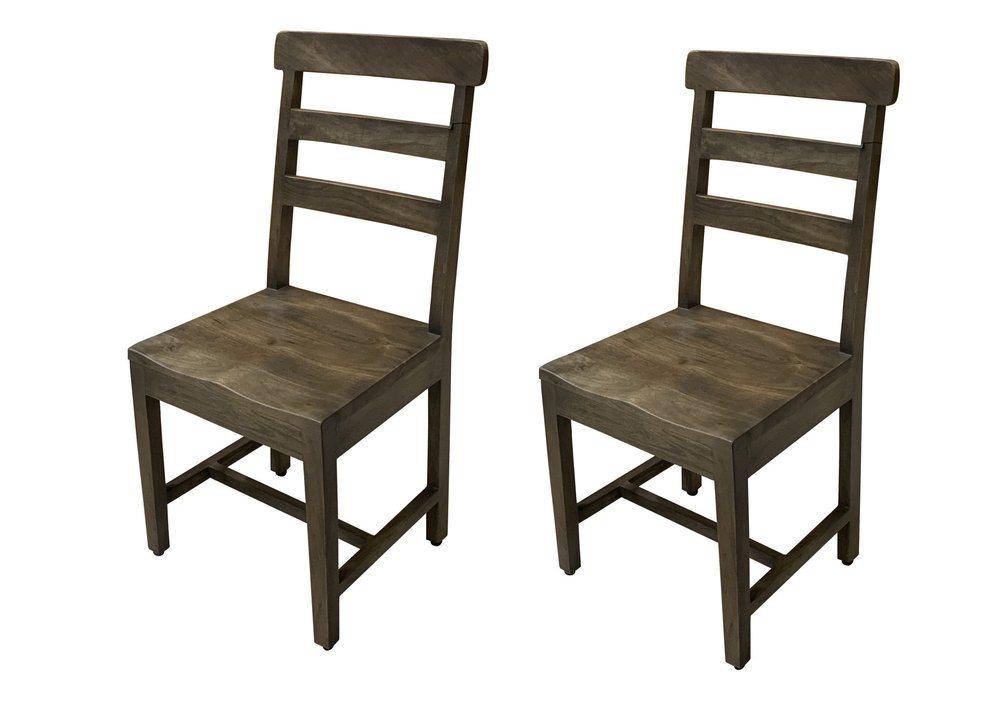 Set of Two Dark Brown Wood Ladder Back Dining Side Chairs HomeRoots