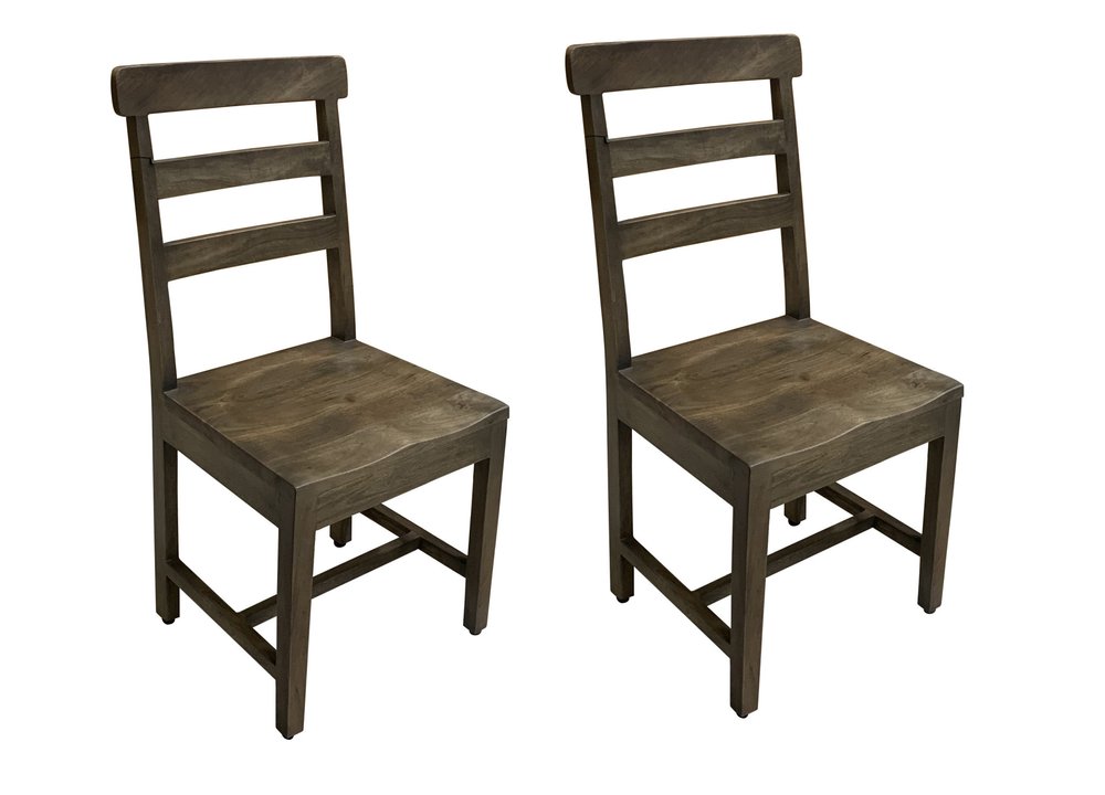 Set of Two Dark Brown Wood Ladder Back Dining Side Chairs HomeRoots