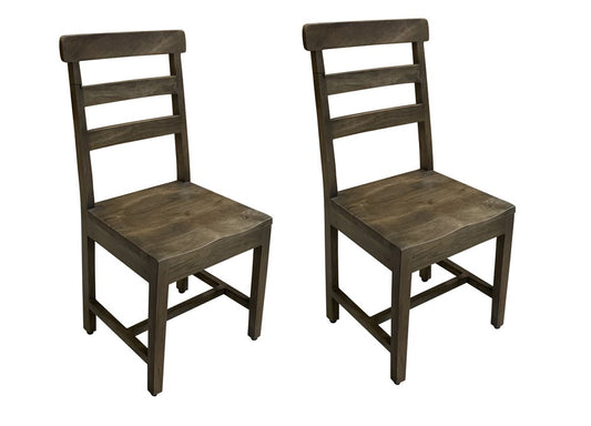 Set of Two Dark Brown Wood Ladder Back Dining Side Chairs HomeRoots