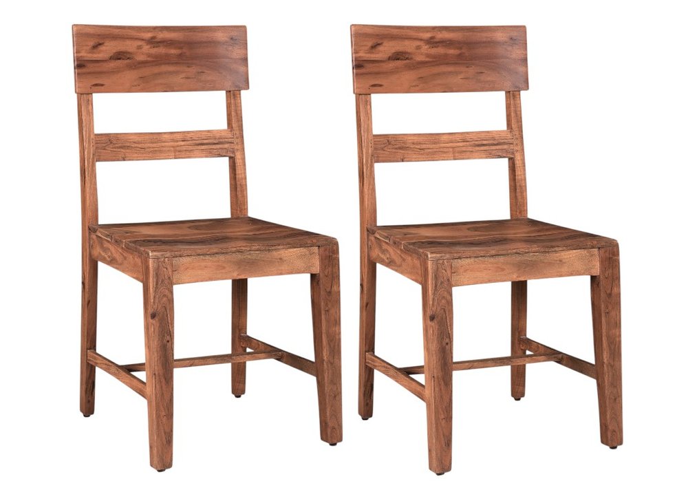 Set of Two Brown Wood Ladder Back Dining Side Chairs HomeRoots