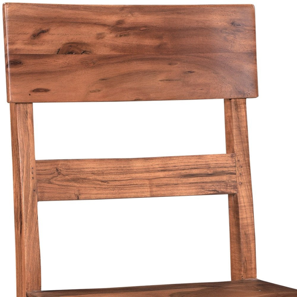 Set of Two Brown Wood Ladder Back Dining Side Chairs HomeRoots