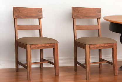 Set of Two Brown Upholstered Fabric Slat Back Dining Side Chairs HomeRoots