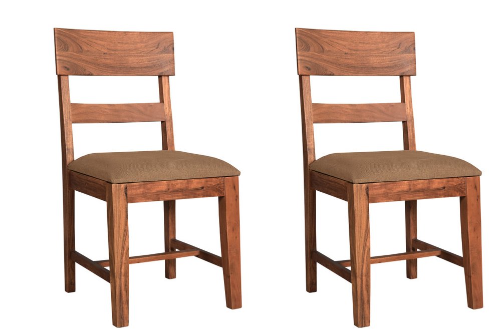 Set of Two Brown Upholstered Fabric Slat Back Dining Side Chairs HomeRoots