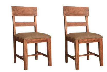 Set of Two Brown Upholstered Fabric Slat Back Dining Side Chairs HomeRoots