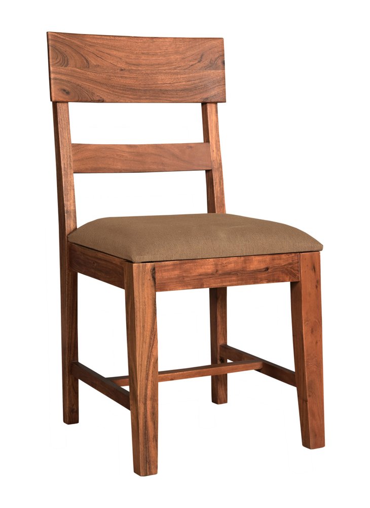 Set of Two Brown Upholstered Fabric Slat Back Dining Side Chairs HomeRoots