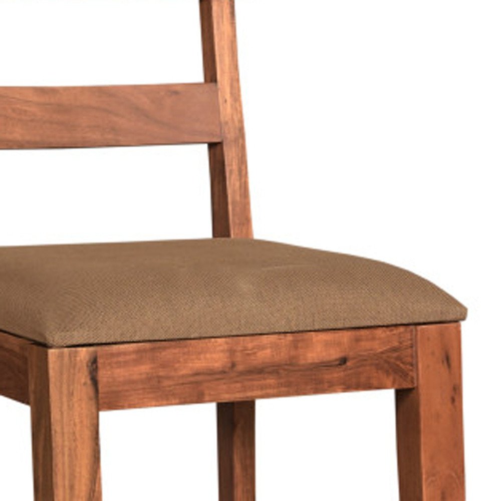 Set of Two Brown Upholstered Fabric Slat Back Dining Side Chairs HomeRoots