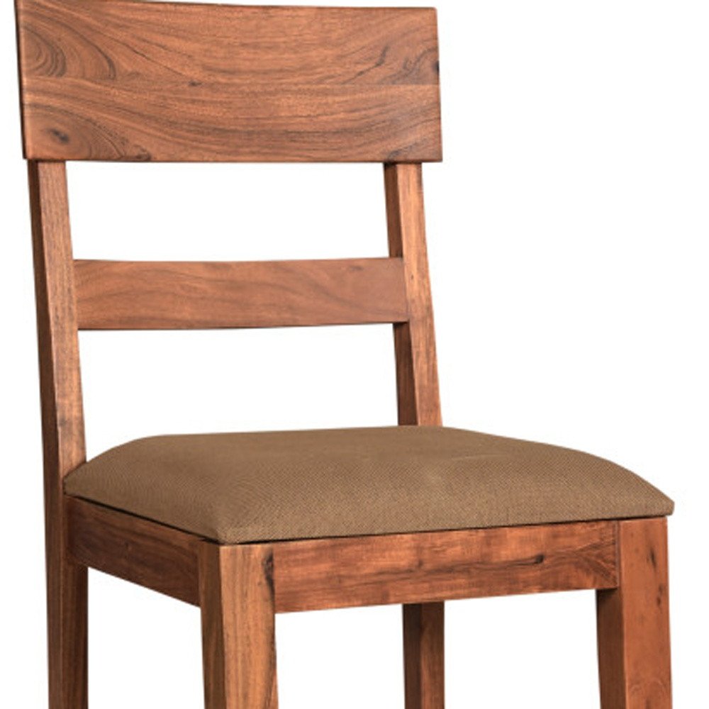 Set of Two Brown Upholstered Fabric Slat Back Dining Side Chairs HomeRoots