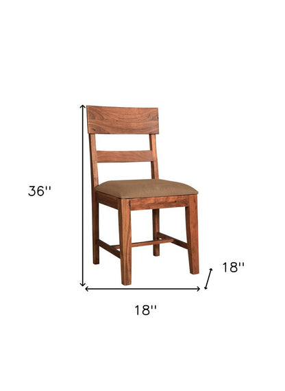 Set of Two Brown Upholstered Fabric Slat Back Dining Side Chairs HomeRoots