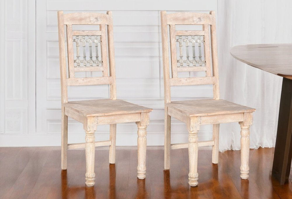 Set of Two White Wood Slat Back Dining Side Chairs HomeRoots