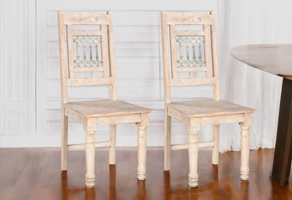 Set of Two White Wood Slat Back Dining Side Chairs HomeRoots