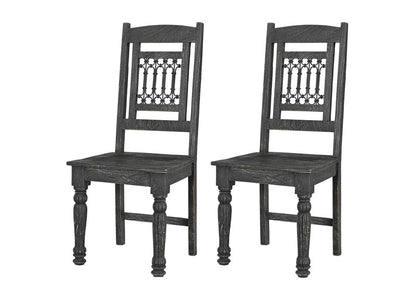Set of Two Black Wood Slat Back Dining Side Chairs HomeRoots