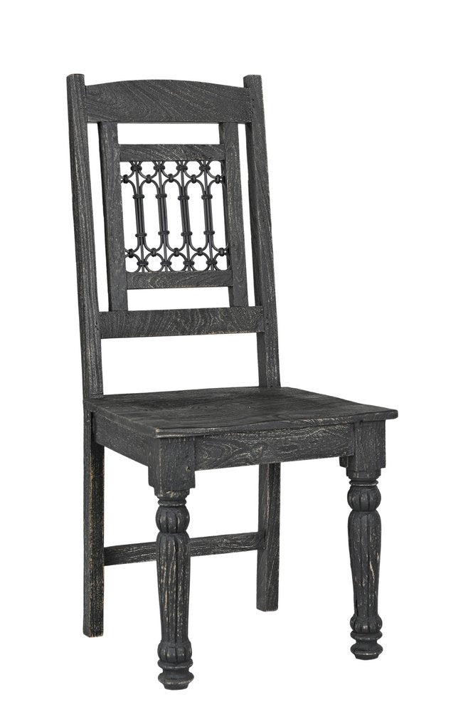 Set of Two Black Wood Slat Back Dining Side Chairs — view 3