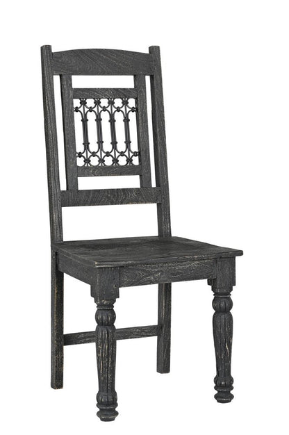 Set of Two Black Wood Slat Back Dining Side Chairs HomeRoots